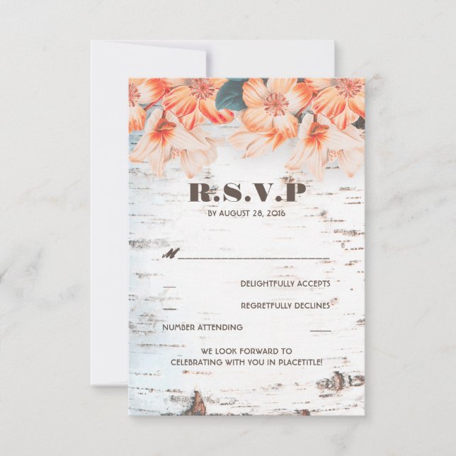 Cartes de réponse de mariage rustique au pays de l (Devant)