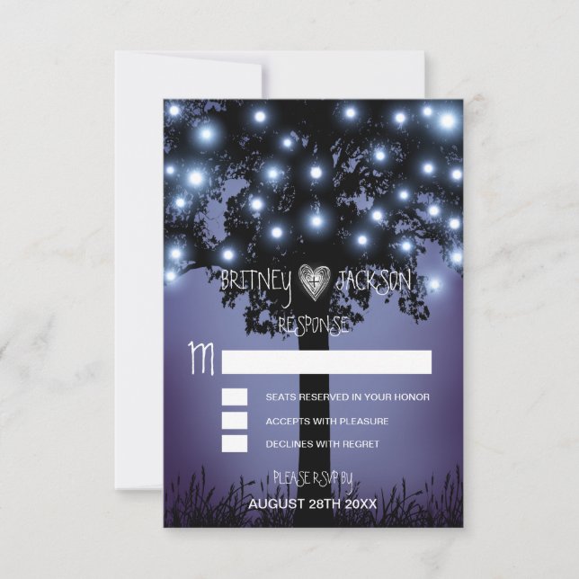 Cartes de réponse de mariage rustique en bois avec (Devant)