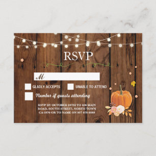 Cartes de réponse de mariage rustique en bois et c