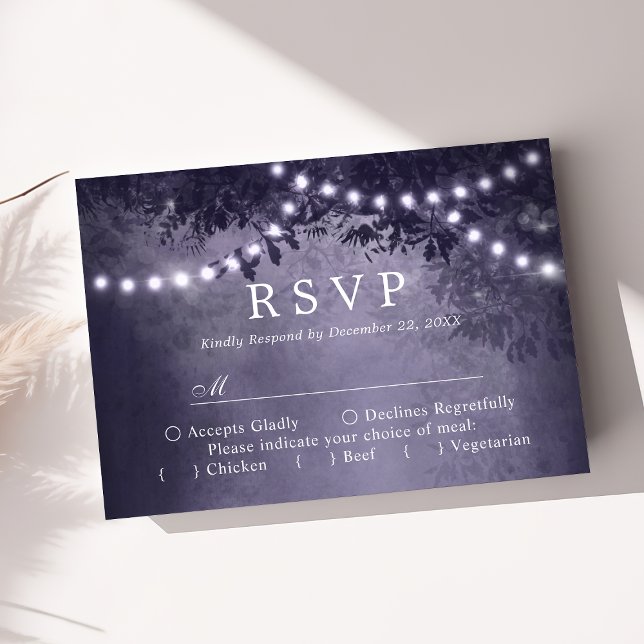 Cartes de réponse de mariage rustique violet avec  (Créateur téléchargé)