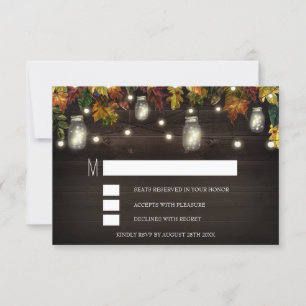 Cartes de réponse de mariage rustiques en bocal ma