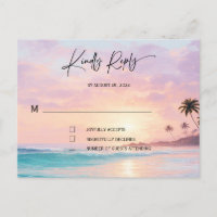 Cartes de réponse de mariage sur la plage