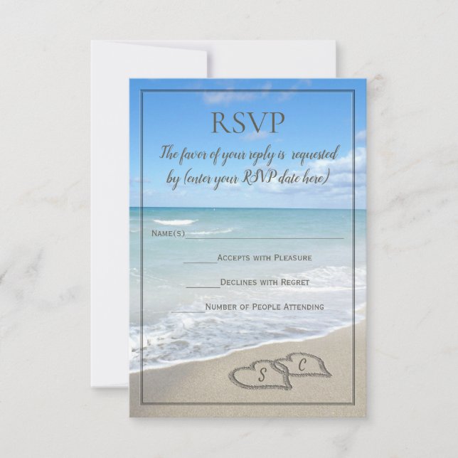 Cartes de réponse de mariage sur la plage Hearts i (Devant)