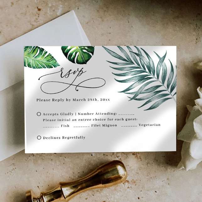 Cartes de réponse de mariage tropicales (Créateur téléchargé)