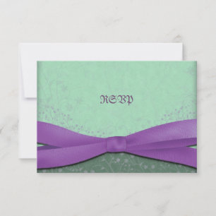 Cartes de réponse de mariage violet et vert de pri