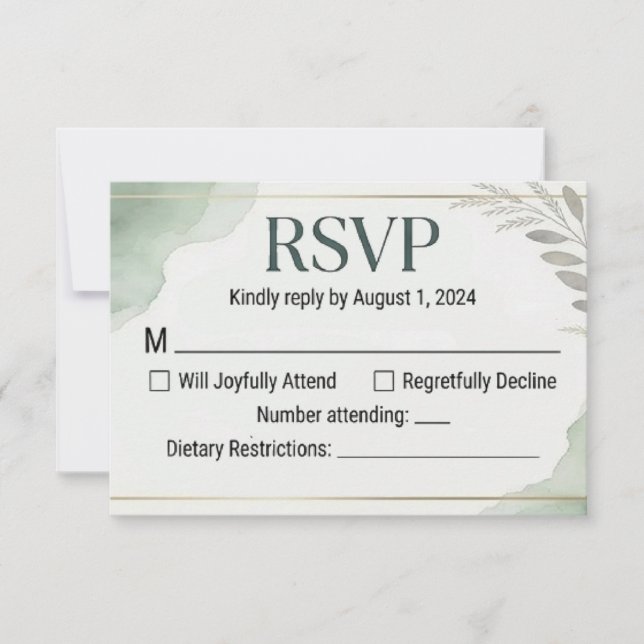 Cartes de réponse de mariage Willow Sage (Devant)