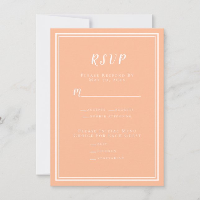 Cartes de réponse de menu de RSVP moderne pour mar (Devant)