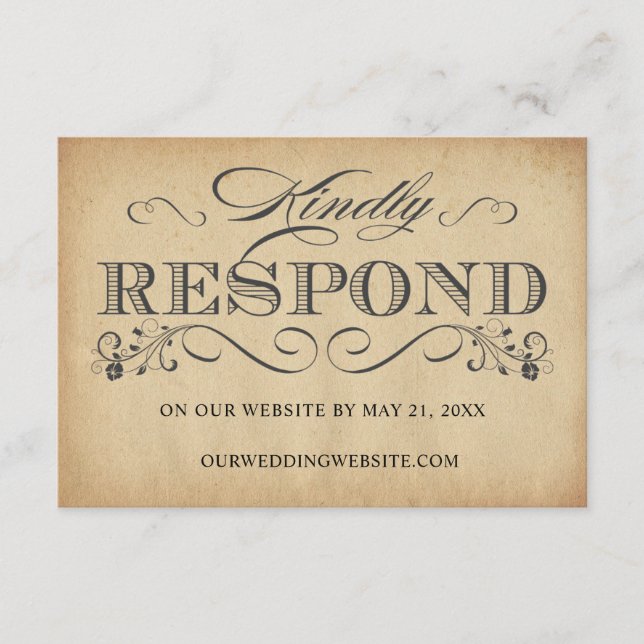 Cartes de réponse de RSVP en ligne avec une typogr (Devant)
