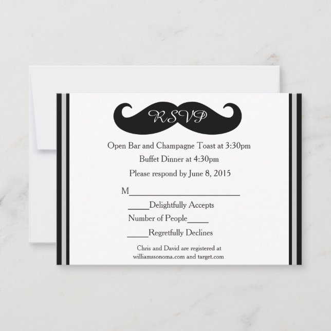 Cartes de réponse des Mariages gays de Mustache (Devant)