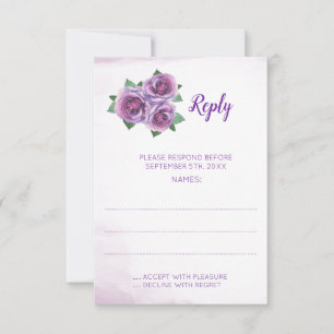 Cartes de réponse du Mariage Bouquet Rose violet