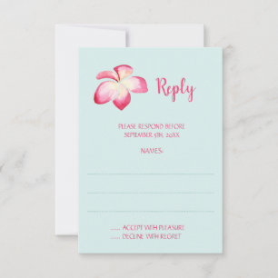 Cartes de réponse du Mariage de la Plumeria tropic