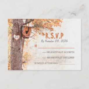 Cartes de réponse du mariage de l'arbre d'amour