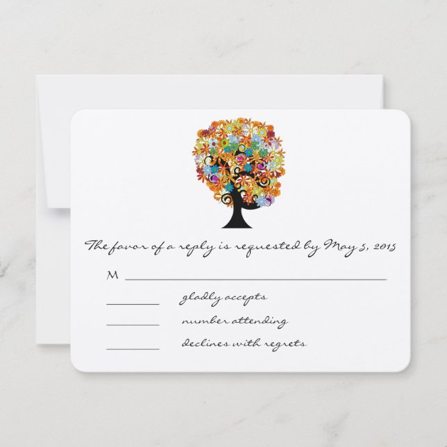 Cartes de réponse du Mariage de l'arbre des fleurs (Devant)