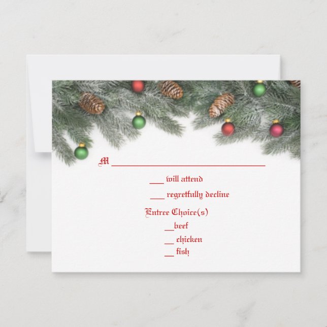 Cartes de réponse du Mariage de Noël de l'ornement (Devant)
