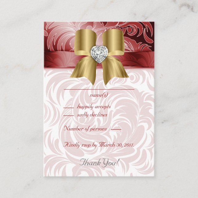 Cartes de réponse du Mariage de Noël Feuille flora (Devant)