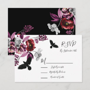 Cartes de réponse du Mariage floral gothique RSVP