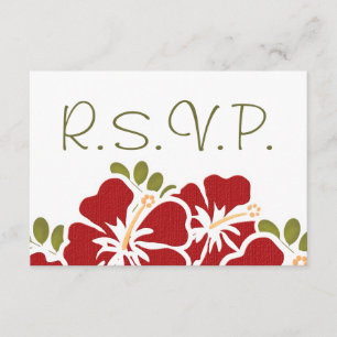 CARTES DE RÉPONSE DU MARIAGE RED HIBISCUS RSVP