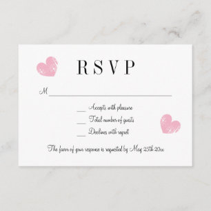 Cartes de réponse du mariage RSVP à coeur rose élé