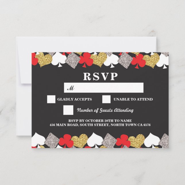 Cartes de réponse du Mariage RSVP Las Vegas Casino (Devant)