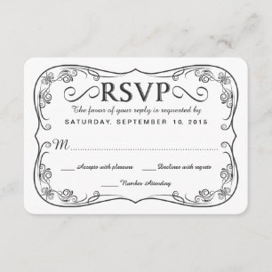 Cartes de réponse du Mariage RSVP Russe Black Burl