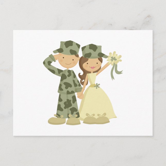Cartes de réponse du Mariage soldat et mariée (Devant)