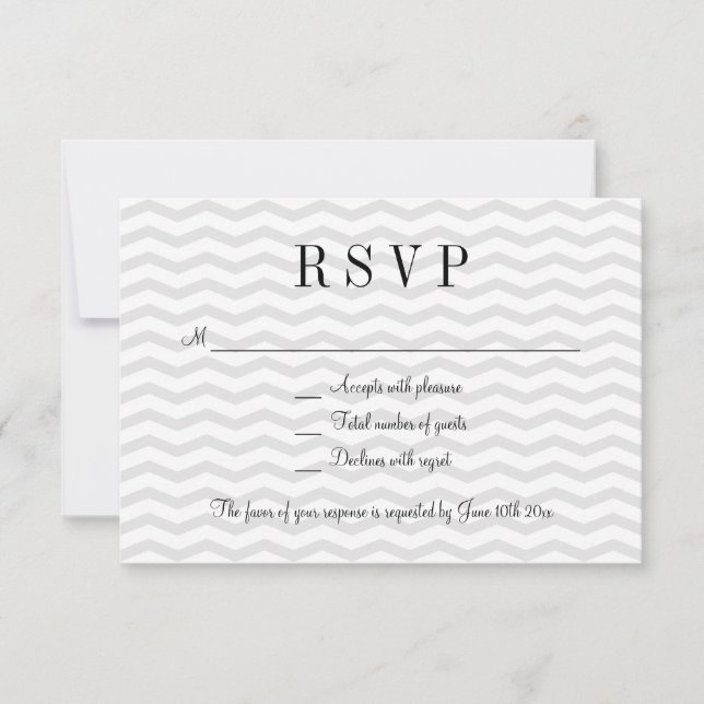 Cartes de réponse du motif RSVP mariage gris (Devant)