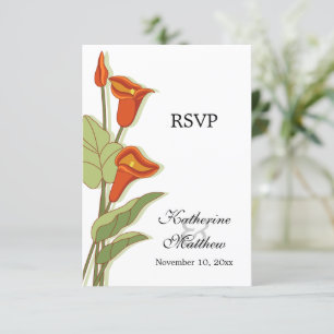 Cartes de réponse élégantes avec lys calla orange