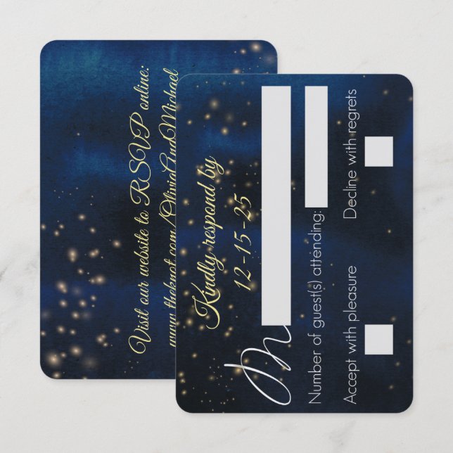 Cartes de réponse élégantes pour soirée avec site  (Devant / Derrière)