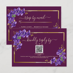 Cartes de réponse élégantes violettes et bordeaux