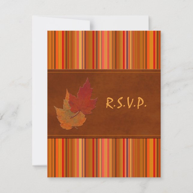 Cartes de réponse Feuilles d'automne et rayures (Devant)