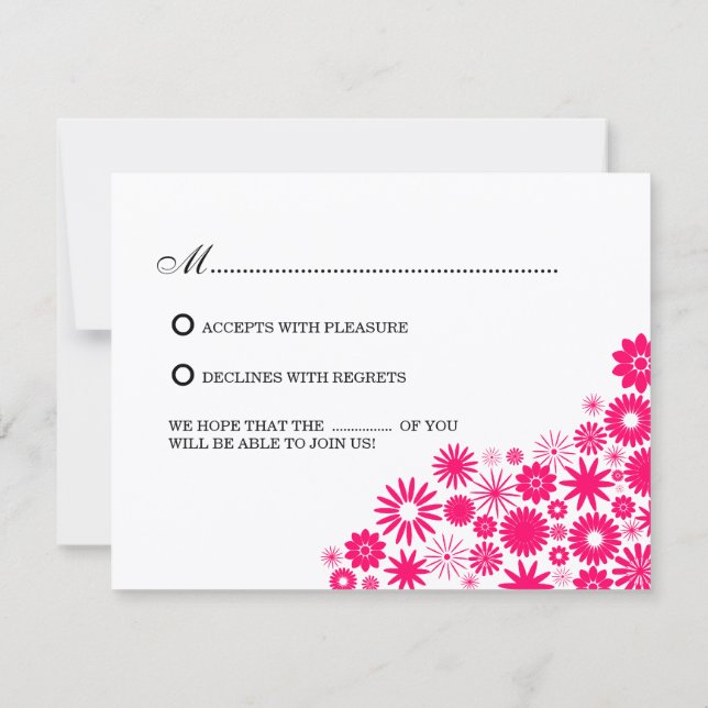 Cartes de réponse Fleurs jolies rose vibrant (Dos)