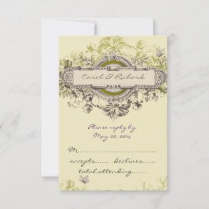 Cartes de réponse florales vintage pour invitation