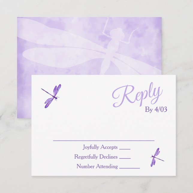 Cartes de réponse incluses violettes RSVP (Devant / Derrière)