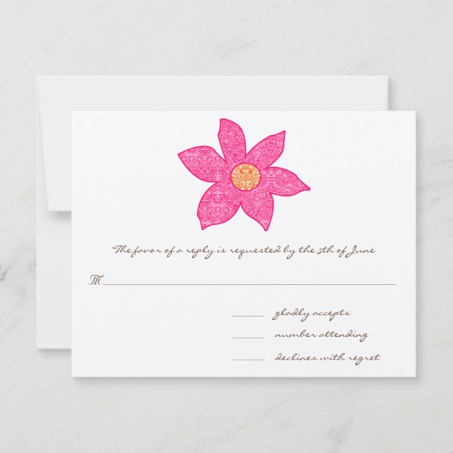 Cartes de réponse Mariage à fleurs roses Whimsical (Devant)