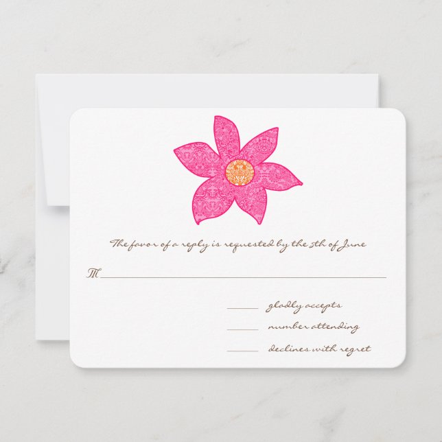 Cartes de réponse Mariage à fleurs roses Whimsical (Devant)