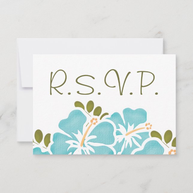 CARTES DE RÉPONSE MARIAGE BLUE HIBISCUS RSVP (Devant)