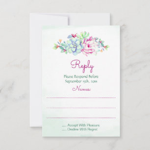 Cartes de réponse Mariage Cactus