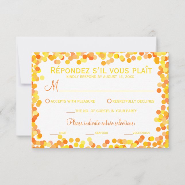 Cartes de réponse Mariage Confetti (Devant)