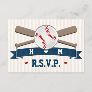 CARTES DE RÉPONSE MARIAGE DE BASEBALL MONOGRAMMÉES