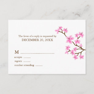 Cartes de réponse Mariage en fleurs de cerisier ro