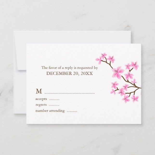Cartes de réponse Mariage en fleurs de cerisier ro (Devant)
