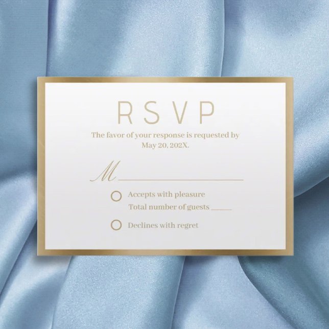 Cartes de réponse Mariage encadrées d'or classique (Créateur téléchargé)