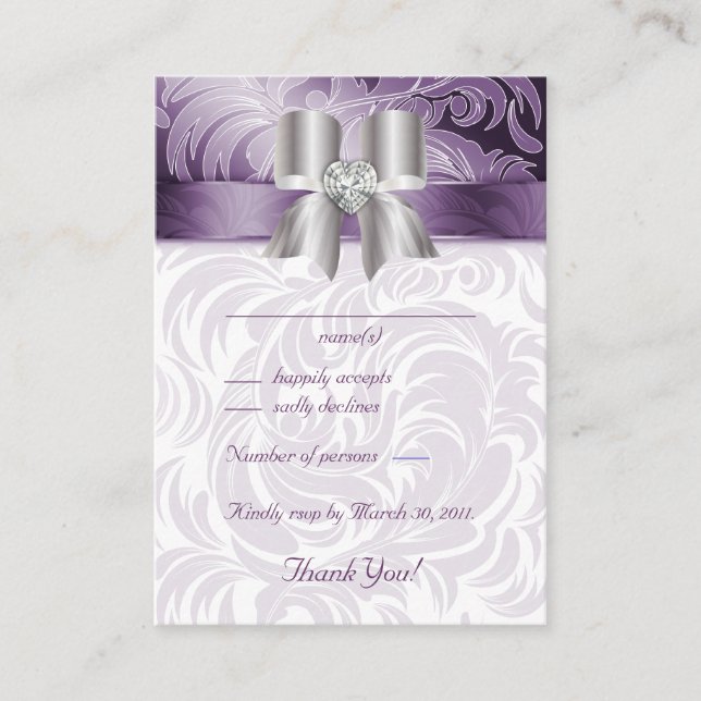 Cartes de réponse mariage Feuille florale Bow pour (Devant)