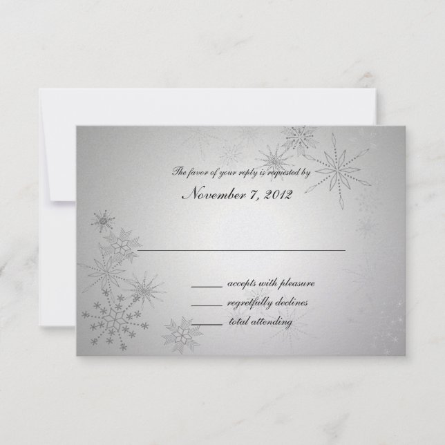 Cartes de réponse Mariage Flocons d'Argent (Devant)