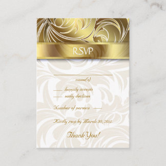 Cartes de réponse mariage Floral Leaf Gold
