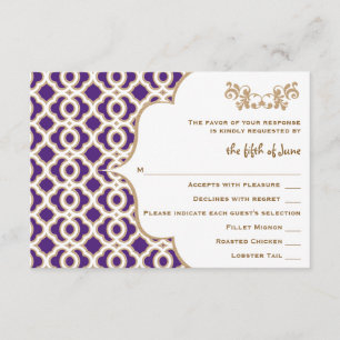 Cartes de réponse Mariage marocain violet et or