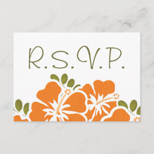 CARTES DE RÉPONSE MARIAGE ORANGE HIBISCUS RSVP