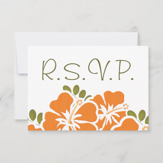CARTES DE RÉPONSE MARIAGE ORANGE HIBISCUS RSVP (Devant)