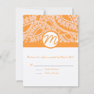 Cartes de réponse Mariage Orange Paisley