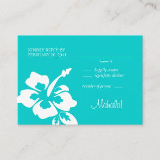Cartes de réponse Mariage Plage Hibiscus Bleu